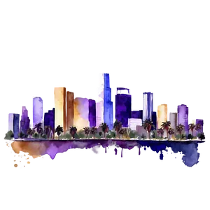 Los Angeles Skyline Watercolor Png 34 PNG Image