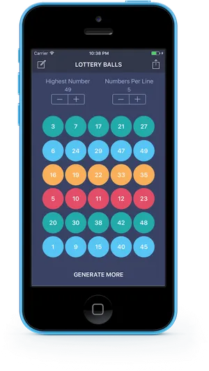 Lottery Number Generator App Screen PNG Image