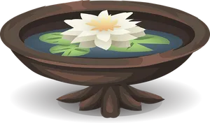 Lotus Flowerin Water Bowl PNG Image