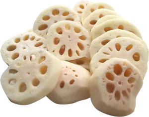 Lotus Root Slices Black Background PNG Image