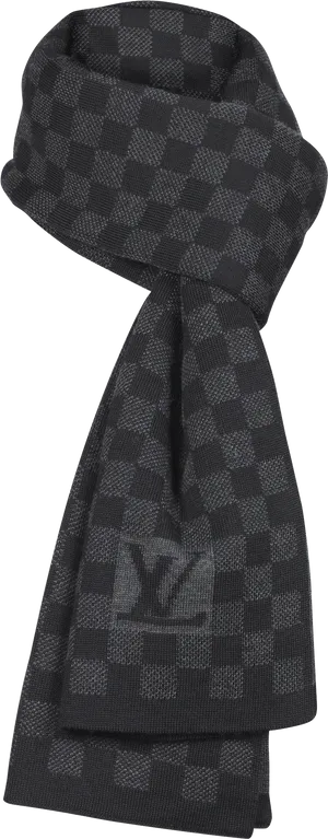 Louis Vuitton Black Checkered Scarf PNG Image