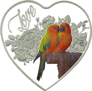 Love Birds Heart Shaped Frame PNG Image