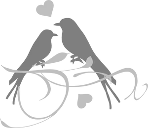 Love Birds Silhouette Art PNG Image