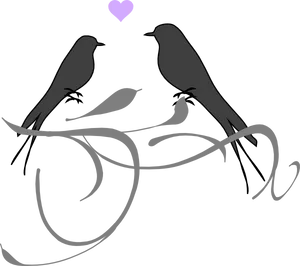 Love Birds Silhouettewith Heart PNG Image