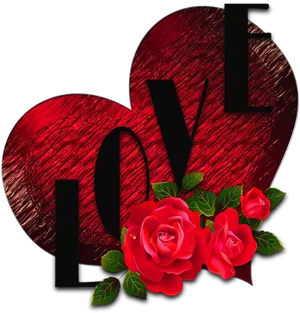 Love Heartand Roses Artwork PNG Image