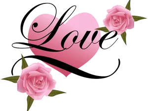 Love Heartand Roses Graphic PNG Image