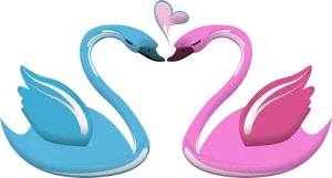 Love Swan Heart Illustration PNG Image