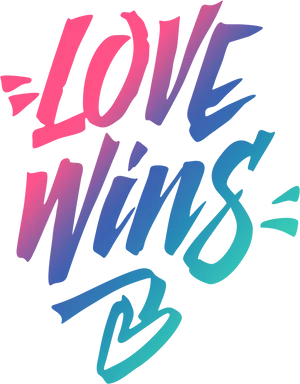 Love Wins Colorful Text Art PNG Image