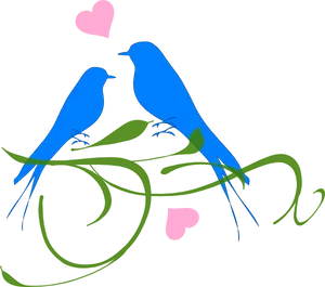 Lovebirds Perched Together.svg PNG Image