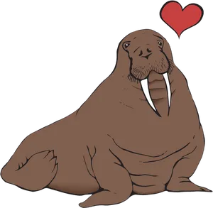 Loving Walrus Cartoon PNG Image