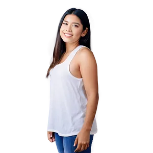 Low Cut White Tank Top Png Jka PNG Image