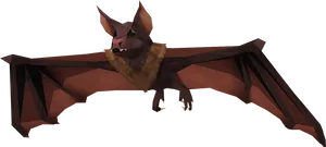 Low Poly Bat Model PNG Image