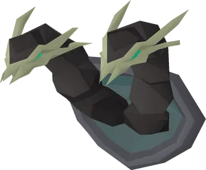 Low Poly Black Hydra Model PNG Image