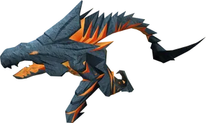 Low Poly Fire Dragon PNG Image