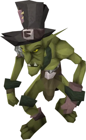 Low Poly Green Goblin Rendering PNG Image