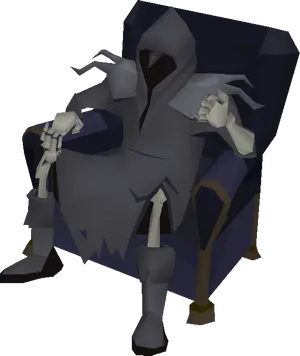 Low Poly Grim Reaper Seated PNG Image