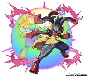 Lucario Aura Sphere Attack PNG Image