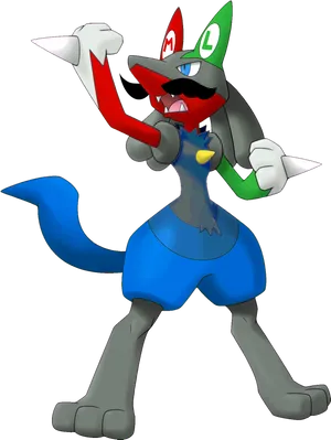 Lucario_ Mario_ Luigi_ Crossover_ Art PNG Image