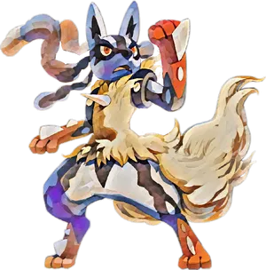 Lucario Pokemon Fighting Stance PNG Image