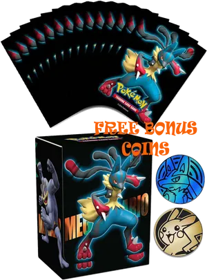 Lucario Pokemon T C G Boxwith Bonus Coins PNG Image