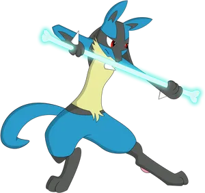 Lucario With Aura Sphere PNG Image