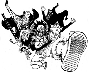 Luffy_and_ Crew_ Action_ Sketch PNG Image