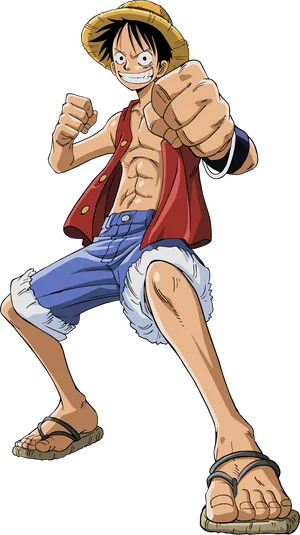 Luffy Readyfor Action One Piece PNG Image