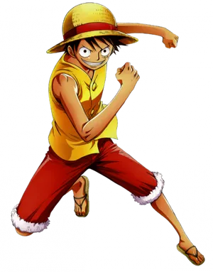 Luffy_ Straw_ Hat_ Pirate_ Pose PNG Image