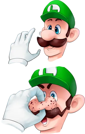 Luigi Expressionsand Gestures PNG Image