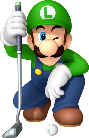 Luigi Golfing Character Art PNG Image