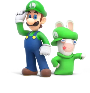 Luigiand Rabbid Friend PNG Image