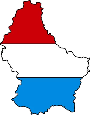 Luxembourg Map Outline Flag Colors PNG Image