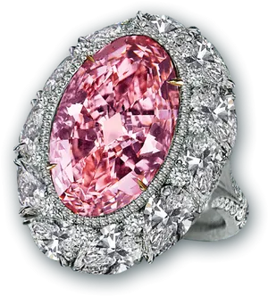 Luxurious Pink Diamond Ring PNG Image