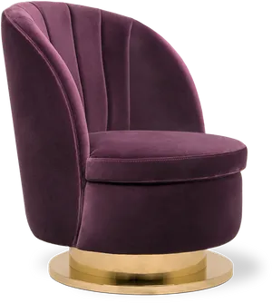 Luxurious Purple Velvet Chair PNG Image