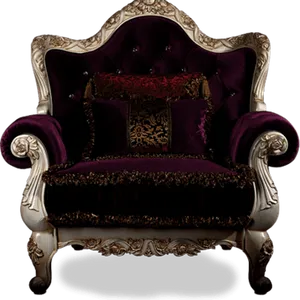 Luxurious Velvet Royal Chair PNG Image