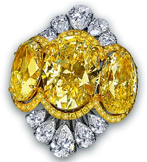 Luxurious Yellow Diamond Ring PNG Image