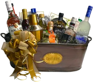 Luxury Alcohol Gift Basket PNG Image