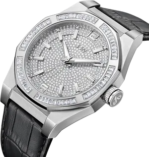 Luxury Diamond Studded Watch PNG Image