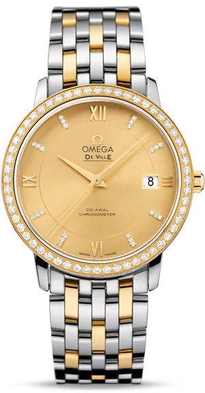 Luxury Gold Diamond Watch PNG Image