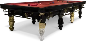 Luxury Red Black Pool Table PNG Image