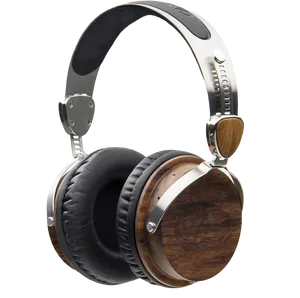 Luxury Wooden Headphones PNG Image