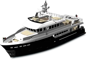 Luxury Yacht Isolated Rendering PNG Image