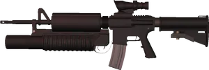 M4_ Carbine_with_ Grenade_ Launcher_ Attachment PNG Image