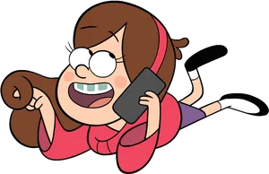 Mabel Pines Phone Chat Gravity Falls PNG Image