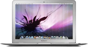 Mac Book Air Cracked Screen Wallpaper PNG Image