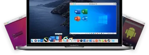 Mac Book Pro With Windows10 Emulator And Android Tablet PNG Image