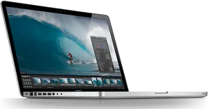 Mac Book Prowith Surfing Image Display PNG Image