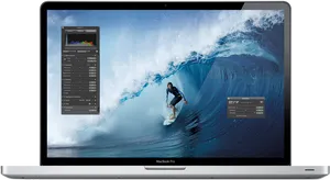 Mac Book Prowith Surfing Wallpaper PNG Image