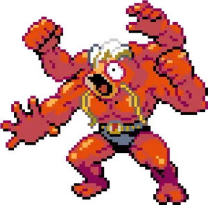 Machamp Pixel Art Pose PNG Image