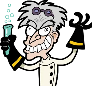 Mad Scientist Cartoon Character PNG Image